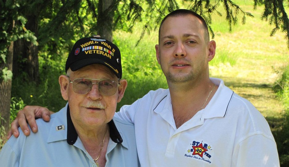Jeffrey Burandt with his grandfather, a World War II veteran who inspired Star Rooter Plumbing